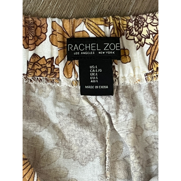 Women's Rachel Zoe Wide Leg Pants L White Brown Floral - Picture 4 of 6